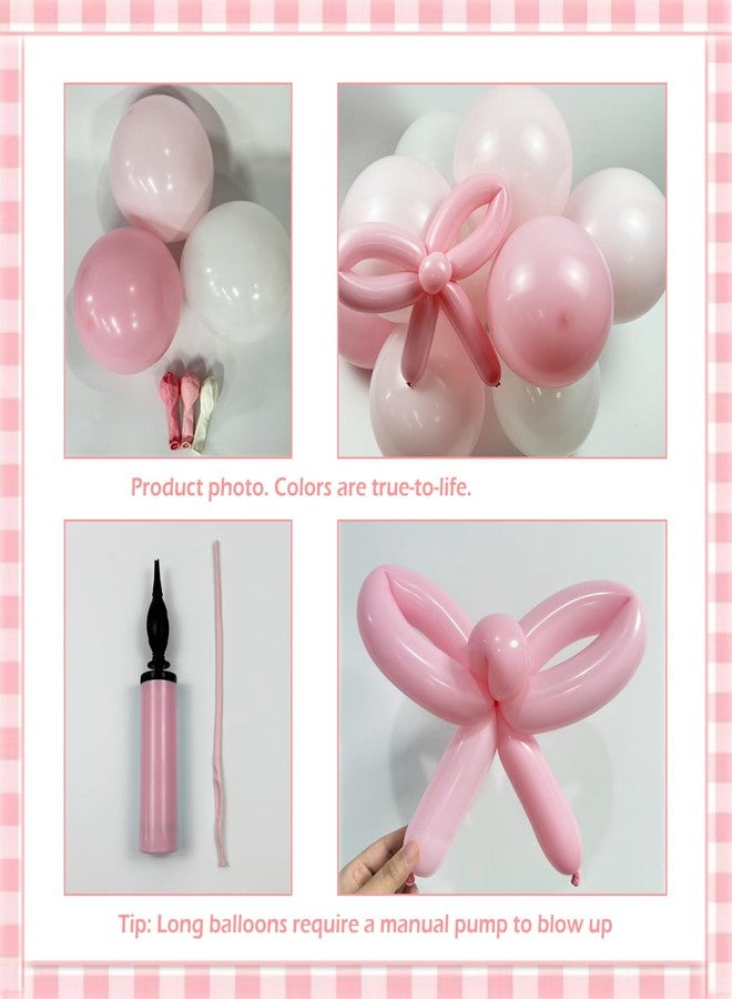 NUTTYBASH Coquette Birthday Decorations 145 Pcs Pink and White Balloon Garland Arch Kit Include Light Pink White Bow Balloons Different Size for Baby Shower Gender Reavel Wedding Party Decorations - Image 4